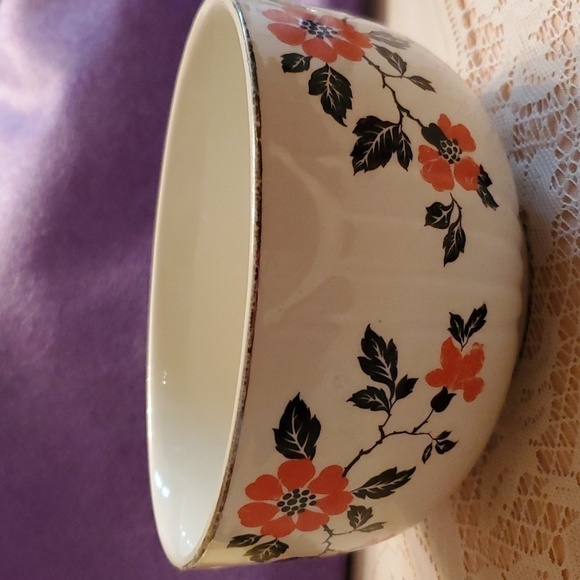 1930s Antique Hall China Red Poppy Radiance Bowl - Picture 3 of 5